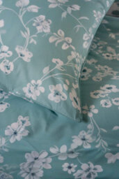 The Lyndon Company Petite Fleure Cotton Duck Egg Duvet Cover Set Blossom Floral Print Bedding With Elegant Piped Finish - thumbnail 4