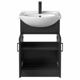 Affine Bathroom Toilet Basin Vanity Unit Combination Laundry Drawer Unit Black 1564mm - thumbnail 4