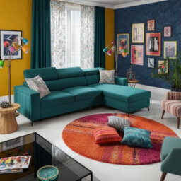 Baltico I Mini Modern Corner Sofa Bed With Adjustable Profiled Headrests  Storage Compact Fabric Lshape Settee Green Right