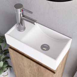 Belofay 400mm Bathroom Vanity Units With Basin With White Ceramic Bathroom Sink Soft Close Hinges & 1 Tap Hole (Denvor Terracotta) - thumbnail 3