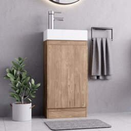 Belofay 400mm Bathroom Vanity Units With Basin With White Ceramic Bathroom Sink Soft Close Hinges & 1 Tap Hole (Denvor Terracotta) - thumbnail 4