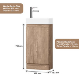 Belofay 400mm Bathroom Vanity Units With Basin With White Ceramic Bathroom Sink Soft Close Hinges & 1 Tap Hole (Denvor Terracotta) - thumbnail 5