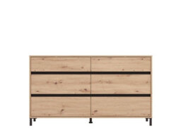 Amos Mann Furniture Corbett Industrial Oak Effect 6 Drawer Wide 157Cm Chest Of Drawers - thumbnail 2