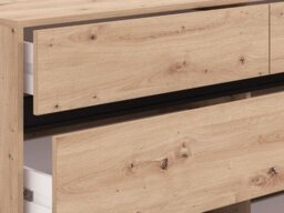 Amos Mann Furniture Corbett Industrial Oak Effect 6 Drawer Wide 157Cm Chest Of Drawers - thumbnail 3