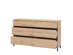 Amos Mann Furniture Corbett Industrial Oak Effect 6 Drawer Wide 157Cm Chest Of Drawers - thumbnail 4