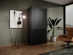 Arte Sophisticated Lund Hinged Door Wardrobe H2000mm W1010mm D510mm In Midnight Black - Sleek Storage Marvel - thumbnail 3