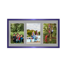 AK Frames 40X20Cm Purple Sleek Multi Photo Frame With Silver Mount - Holds 3 Apertures (3X) 6X4 Photos - thumbnail 1