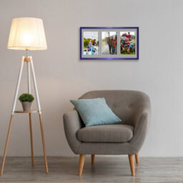 AK Frames 40X20Cm Purple Sleek Multi Photo Frame With Silver Mount - Holds 3 Apertures (3X) 6X4 Photos - thumbnail 3