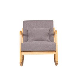 Nordlys Solid Wood And Gray Fabric Rocking Chair Countryside Style Living Room - thumbnail 7