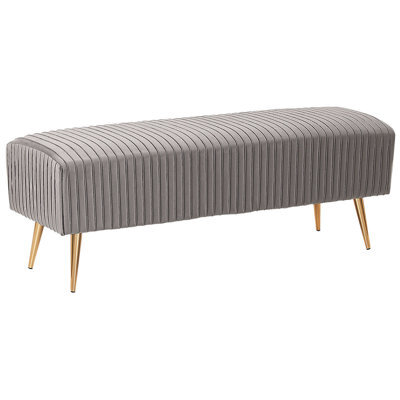 Beliani Upholstered Bench Paterson Velvet Light Grey - image 1