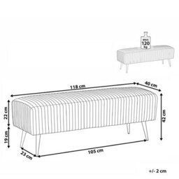Beliani Upholstered Bench Paterson Velvet Light Grey - thumbnail 3