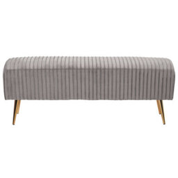 Beliani Upholstered Bench Paterson Velvet Light Grey - thumbnail 4