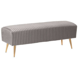 Beliani Upholstered Bench Paterson Velvet Light Grey - thumbnail 1
