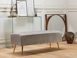 Beliani Upholstered Bench Paterson Velvet Light Grey - thumbnail 2