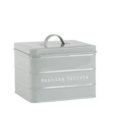 Harbour Housewares Washing Tablet Storage Container - Grey - Metal Vintage Industrial Under Sink Storage Caddy Cupboard Organiser - image 1