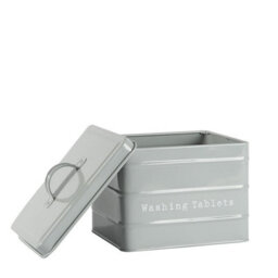 Harbour Housewares Washing Tablet Storage Container - Grey - Metal Vintage Industrial Under Sink Storage Caddy Cupboard Organiser - thumbnail 2