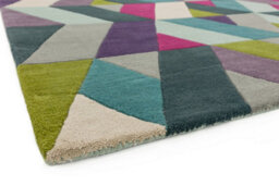 Blue Green Geometric Funky Handmade Luxurious Modern Wool Rug For Living Room And Bedroom-200Cm X 300Cm - thumbnail 4