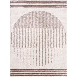 Livabliss Fossay Shaggy-Washable Beige Brown Green Grey Global High Pile Living Bedroom Rug 200 X 275 Cm Easy Care, Non Shedding
