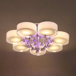 Living And Home 7 Head Modern Round Acrylic Led Ceiling Light Color Changing Chandelier With Crystal Accent - thumbnail 4