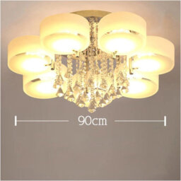 Living And Home 7 Head Modern Round Acrylic Led Ceiling Light Color Changing Chandelier With Crystal Accent - thumbnail 5