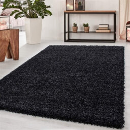 Wadan 80X150Cm Anthracite Shaggy Rug - Rectangular Soft Touch Thick Pile Modern Area Rug - Rugs For Living & Bedroom Non Shedding - thumbnail 1