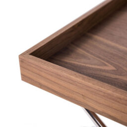 Angel Cerda Modern Rectangular Corner Table In Walnut And Chrome-Plated Steel - thumbnail 4