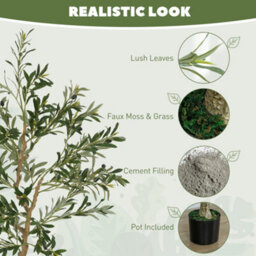 Homcom 2 Pack Indoor Artificial Plants, Faux Potted Silk Olive Trees, 150Cm - thumbnail 4