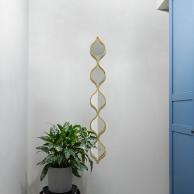 Mirroroutlet The Quinque Gold Metal Framed Tear Drop Wall Mirror 124Cm X 15Cm - image 1