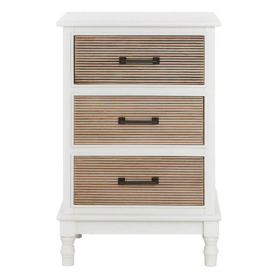 Orsina 3 Drawer White Chest Dresser, Renewable Pine Wood End Table, Shaker-Inspired Design With Contrasting Drawers - image 1