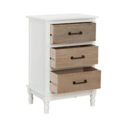 Orsina 3 Drawer White Chest Dresser, Renewable Pine Wood End Table, Shaker-Inspired Design With Contrasting Drawers - thumbnail 5