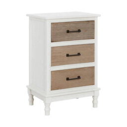 Orsina 3 Drawer White Chest Dresser, Renewable Pine Wood End Table, Shaker-Inspired Design With Contrasting Drawers - thumbnail 2