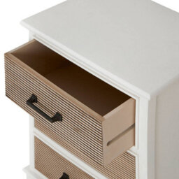 Orsina 3 Drawer White Chest Dresser, Renewable Pine Wood End Table, Shaker-Inspired Design With Contrasting Drawers - thumbnail 6