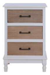 Orsina 3 Drawer White Chest Dresser, Renewable Pine Wood End Table, Shaker-Inspired Design With Contrasting Drawers - thumbnail 7