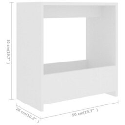 Berkfield Side Table White 50X26X50 Cm Engineered Wood - thumbnail 6