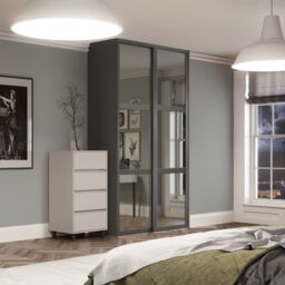 Spacepro Shaker Classic Panel Shaker Mirrored Gloss Graphite 2 Door Sliding Wardrobe Door Kit (H)2220mm (W)1753mm - thumbnail 4