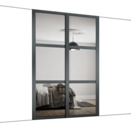 Spacepro Shaker Classic Panel Shaker Mirrored Gloss Graphite 2 Door Sliding Wardrobe Door Kit (H)2220mm (W)1753mm