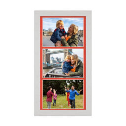 AK Frames 16X8 White Ash Modern Multi Photo Frame With Poppy Red Mount - Holds 3 Apertures (3X) 7X5 Photos - thumbnail 1