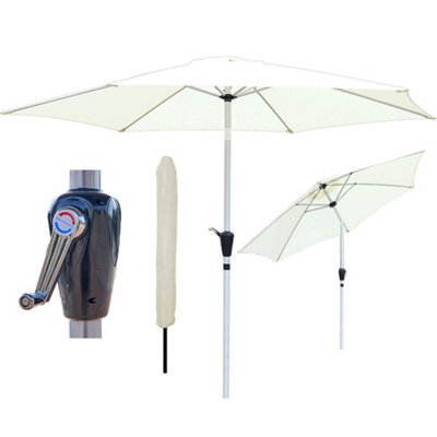 PureLifestyleWonders Tilting Garden Parasol - Cream With Crank Handle - image 1
