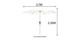 PureLifestyleWonders Tilting Garden Parasol - Cream With Crank Handle - thumbnail 3