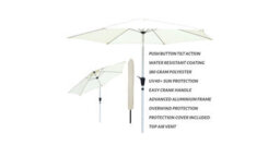 PureLifestyleWonders Tilting Garden Parasol - Cream With Crank Handle - thumbnail 2