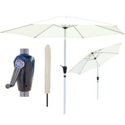 PureLifestyleWonders Tilting Garden Parasol - Cream With Crank Handle - thumbnail 1