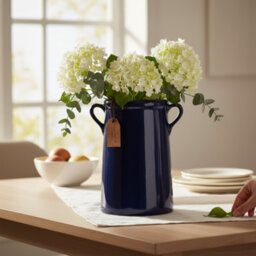 Four Candle Satchville Large Blue Ceramic Vase - thumbnail 2