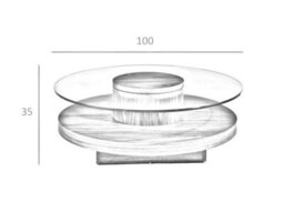Angel Cerda Stylish Round Tempered Glass And Walnut Coffee Table - thumbnail 8