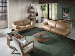 Angel Cerda Stylish Round Tempered Glass And Walnut Coffee Table - thumbnail 3