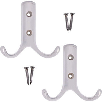 Afit Chrome Double Twin Robe Hook Coat Hook Modern - 70mm - Pack Of 2 - image 1