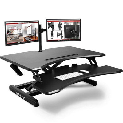 Duronic Dm05D16 Sit-Stand Desk Workstation, Desk Convertor, Manually Height Adjustable 12-43Cm, 77X50Cm Platform - Black - image 1