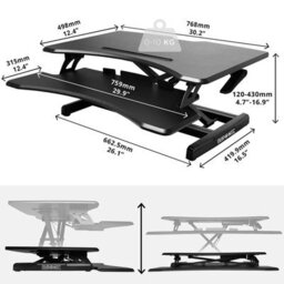 Duronic Dm05D16 Sit-Stand Desk Workstation, Desk Convertor, Manually Height Adjustable 12-43Cm, 77X50Cm Platform - Black - thumbnail 3
