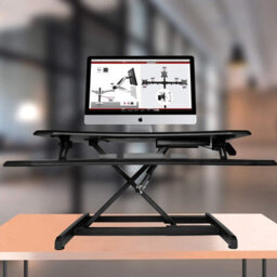 Duronic Dm05D16 Sit-Stand Desk Workstation, Desk Convertor, Manually Height Adjustable 12-43Cm, 77X50Cm Platform - Black - thumbnail 4