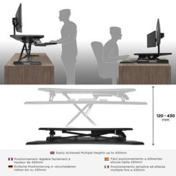 Duronic Dm05D16 Sit-Stand Desk Workstation, Desk Convertor, Manually Height Adjustable 12-43Cm, 77X50Cm Platform - Black - thumbnail 5