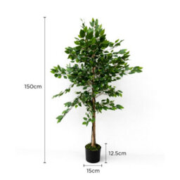 5Ft Artificial Banyan Tree 150Cm With 1008 Green Leaves & Black Pot - thumbnail 4